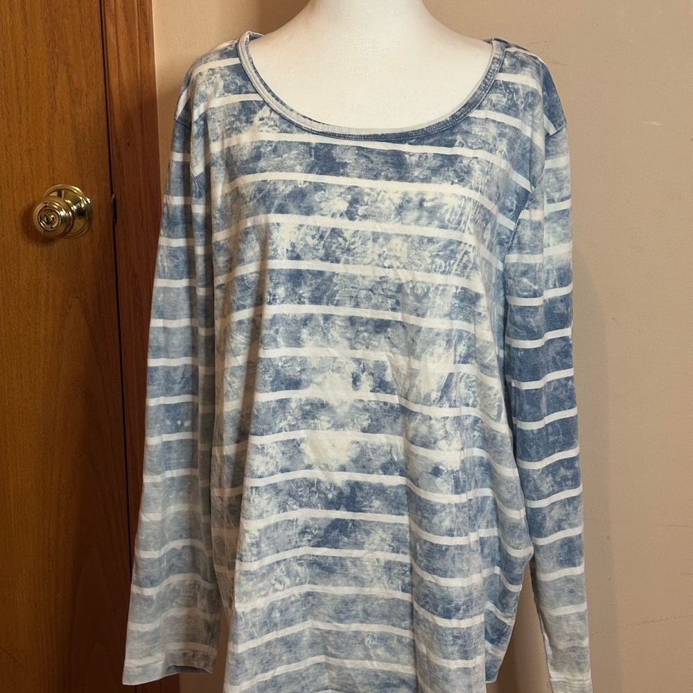 Nanette Lepore Tie-Dye Striped Long Sleeve Top 100% COTTON